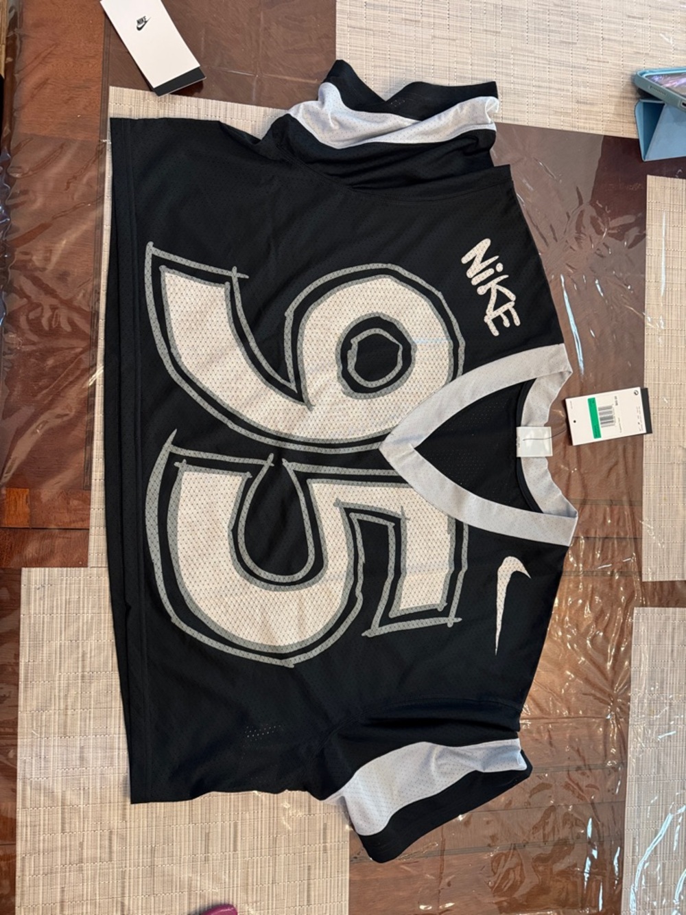 Nike Black and Silver Graphic Mesh Jersey